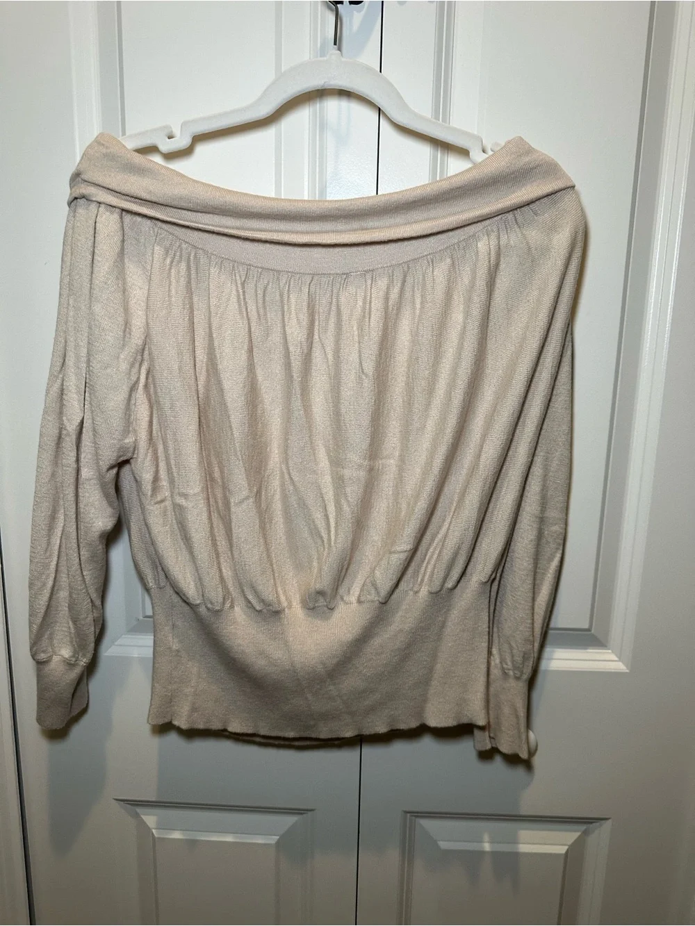 Free People Cream Off-the-Shoulder Draped Sweater NWOT Size M